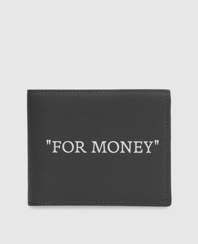 Off-White Gray leather wallet with "For Money" print OWMNC22F26LT01