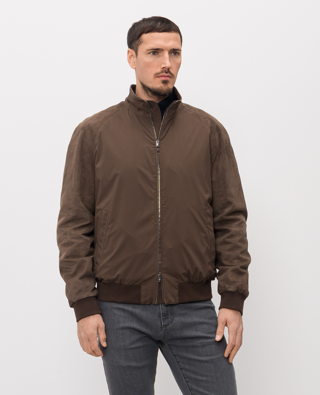 Brown suede combination jacket Canali 3