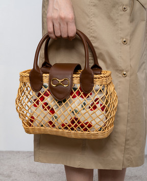 Twinset Beige woven vine bag 261TD8252