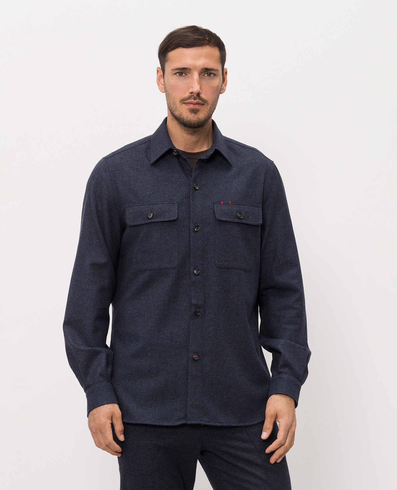 Blue wool and cashmere shirt ISAIA 3