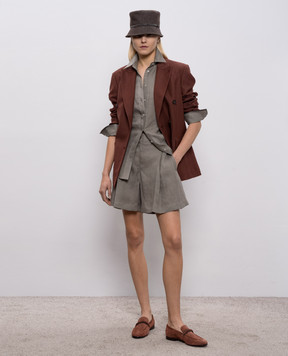 Brunello Cucinelli Brown double-breasted jacket with linen MH1267094