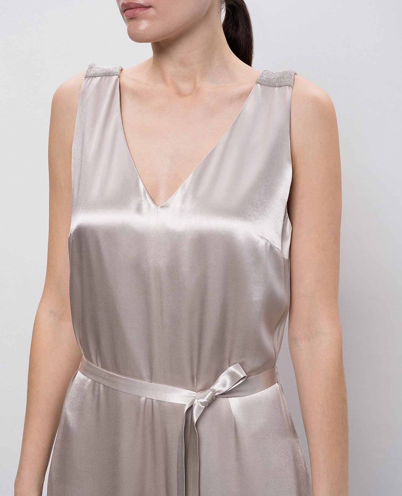 Gray jumpsuit with monil chain Peserico 5