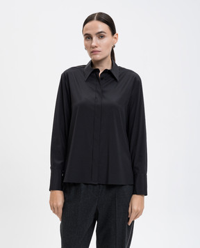 Peserico Black silk blouse with monil chain E0676407325