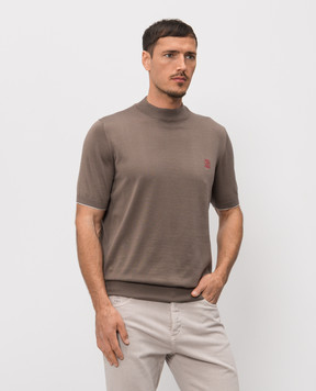 Brunello Cucinelli Brown T-shirt with embroidered emblem M29800104