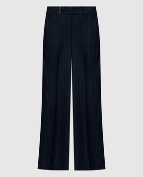 Peserico Blue striped wool pants A04283Z03362