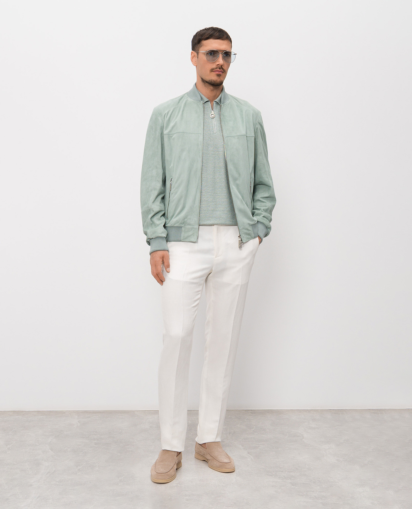 

Green polo with linen and silk Stefano Ricci