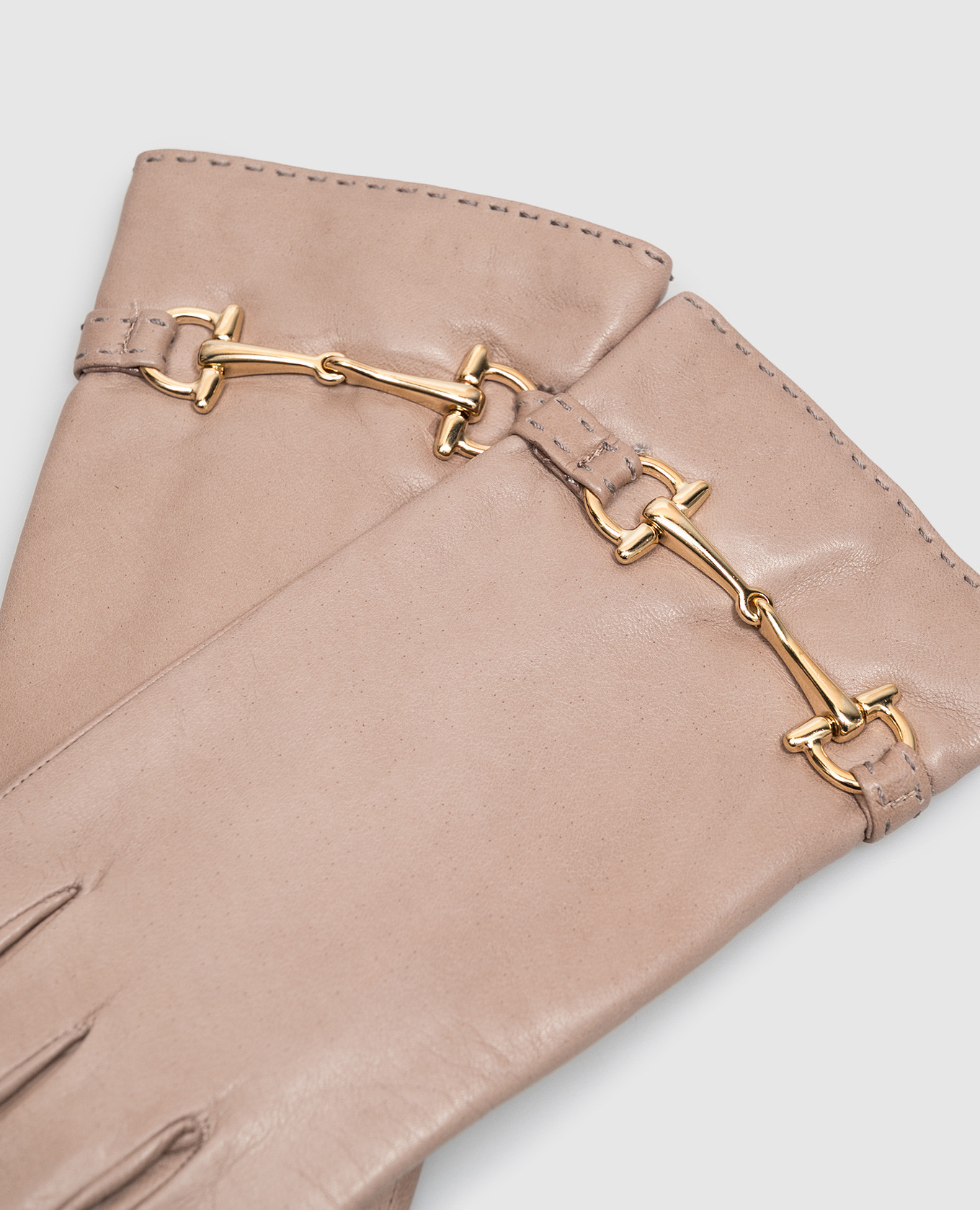 Beige leather gloves Sermoneta Gloves 3