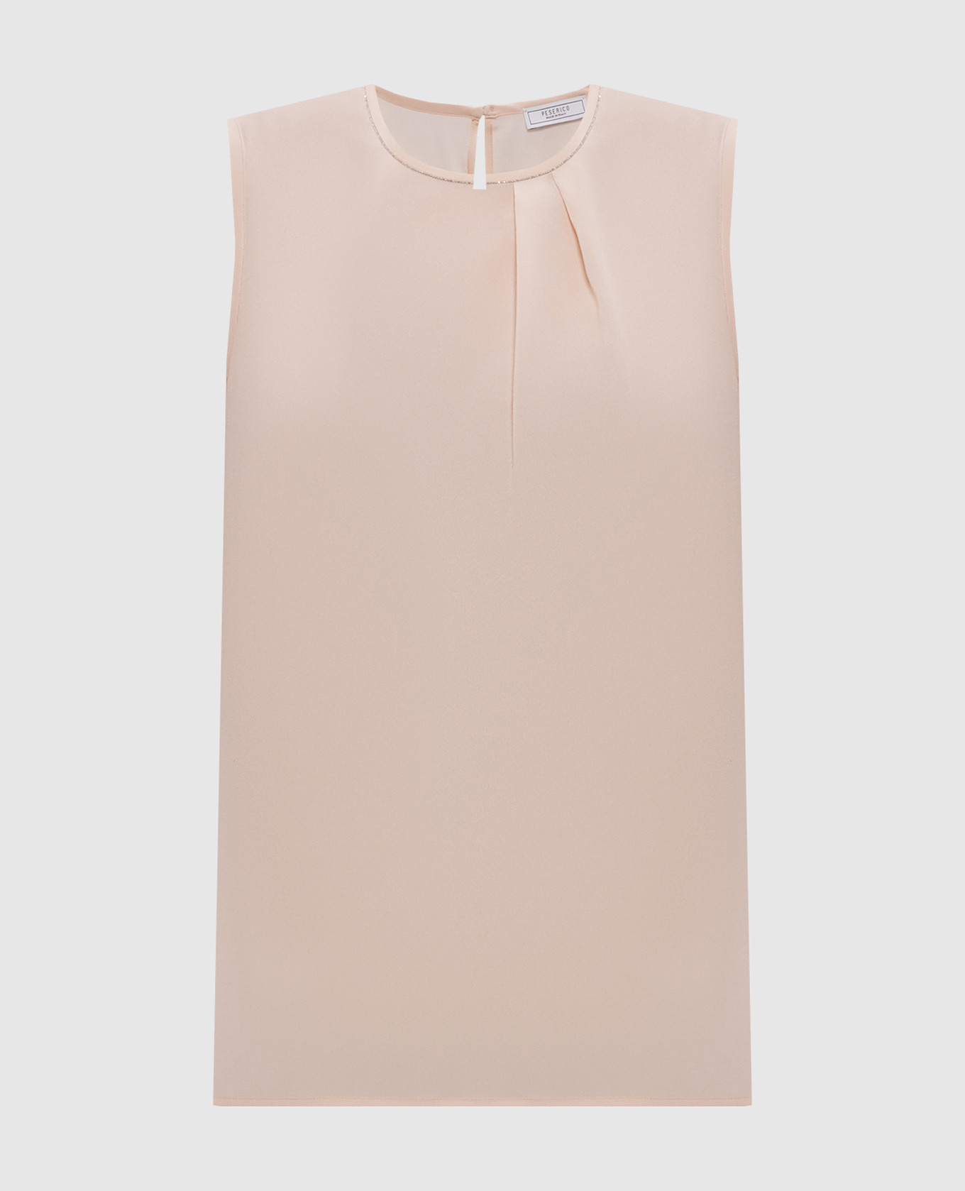 Pink silk top with monil chain
