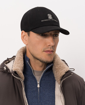 Brunello Cucinelli Black cap with embroidery M252D9850