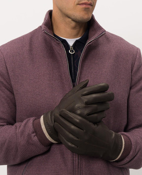Orciani Dark brown leather gloves GU0108NFK