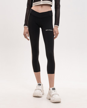 Palm Angels Black leggings with logo print PWVG022S26FAB001