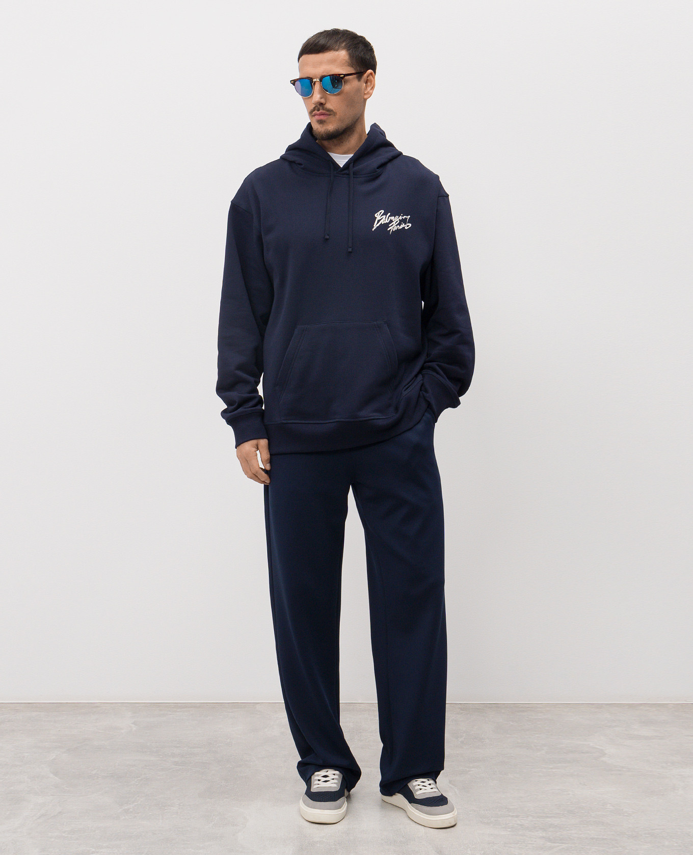 Blue hoodie with logo Balmain 2