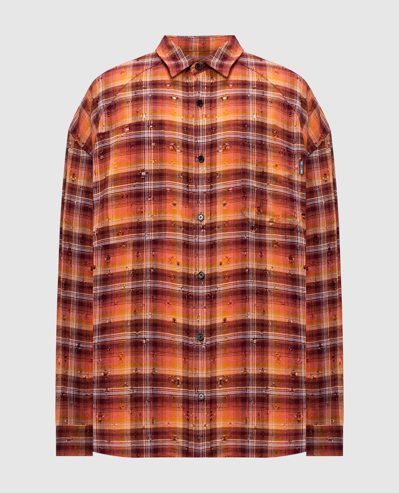 

Orange checkered shirt with holes Juun.j