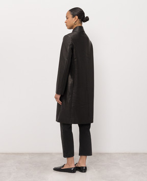 The Row Cintia black leather coat 10993L640