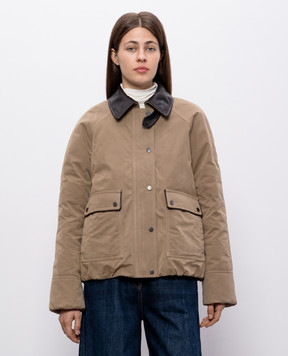 Brunello Cucinelli Beige down jacket with monil chain MG5457551P