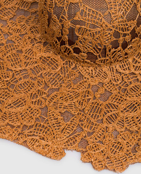 Ermanno Scervino Life Brown hat with floral pattern and raffia D484V500ZQP