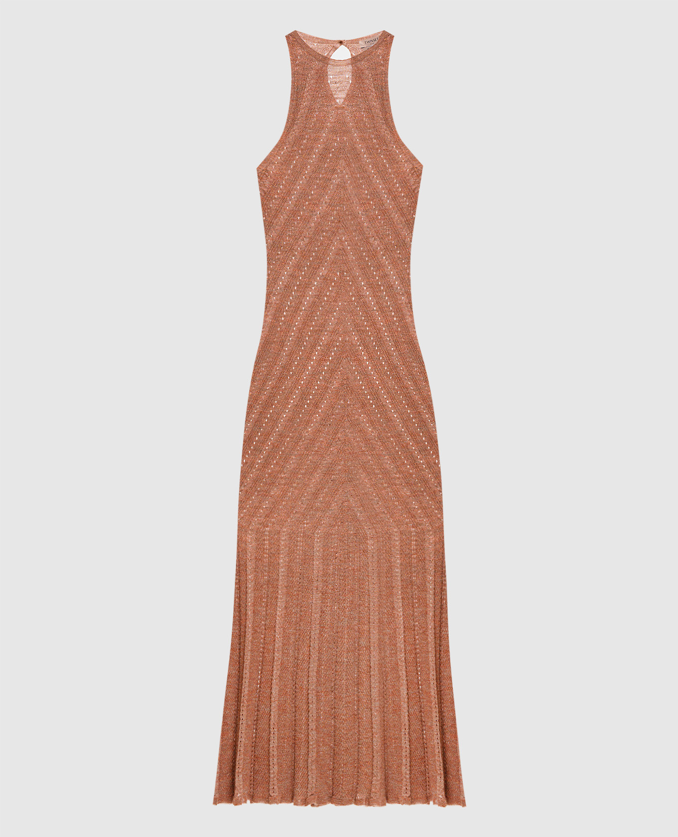 Pink linen dress with lurex