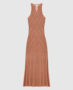Twinset Pink linen dress with lurex 261TT3213