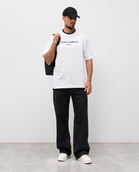 Dolce&Gabbana White T-shirt with logo embroidery G8ST6ZG7PCG