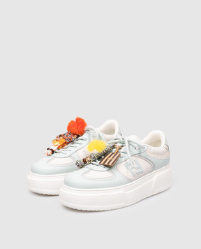 Fendi Match white leather sneakers with a pendant 8E8721B181