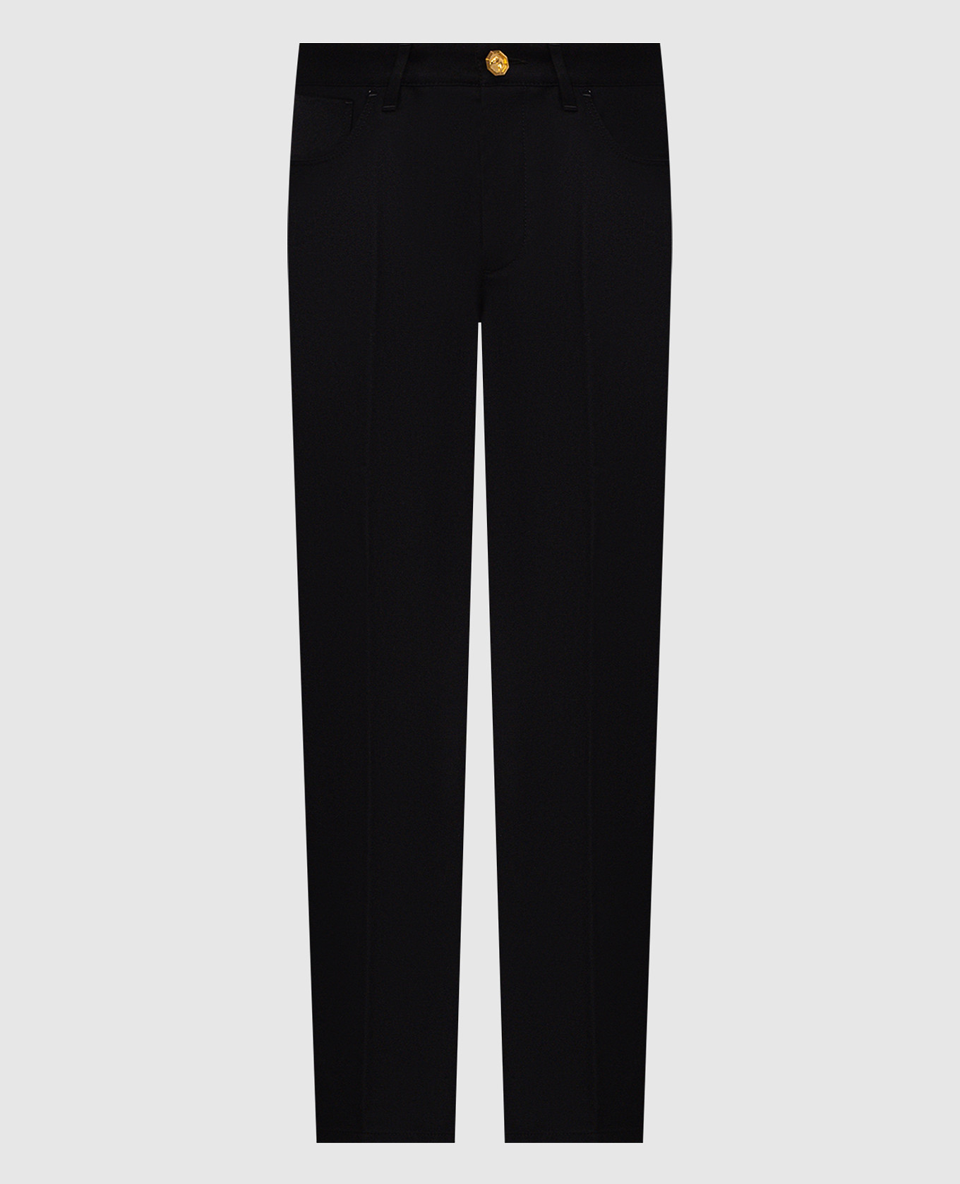 Black wool trousers with logo patch