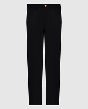 Stefano Ricci Black wool trousers with logo patch M8T63B0050T989U