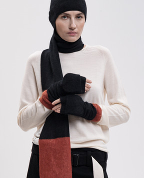 Y`S Yamamoto Black cashmere flap mittens YWA13194