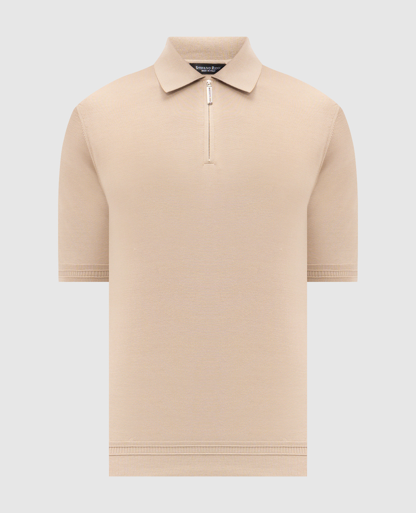 Beige silk polo shirt