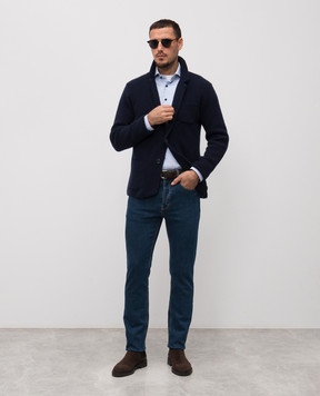 Pini Parma Blue wool and cashmere cardigan JAMAGLBL