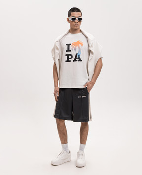 Palm Angels Grey shorts with logo embroidery PMCL009S26FAB001