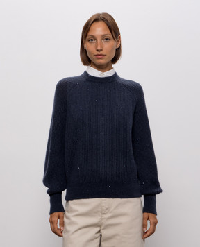 Brunello Cucinelli Blue sweater with wool MPG737800