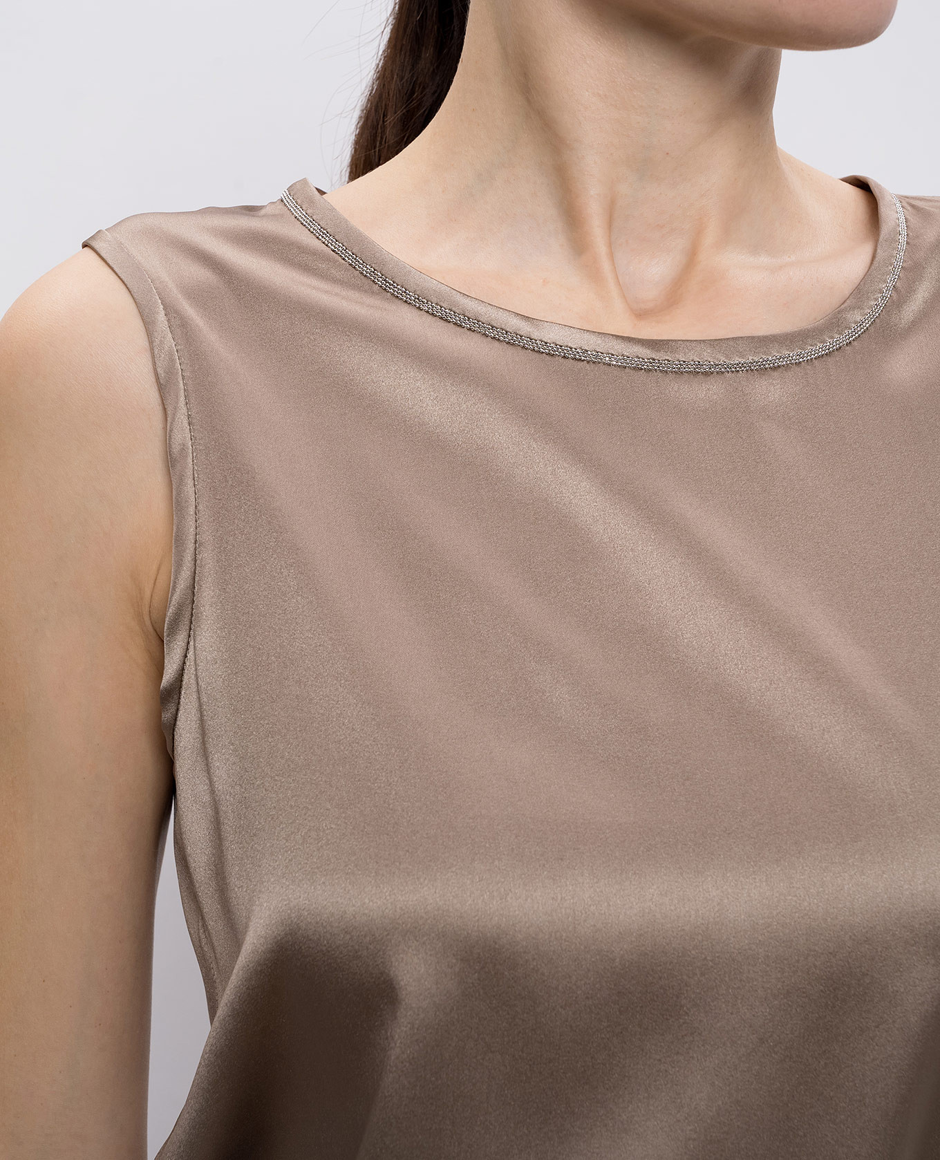 Brown silk top with chain Peserico 5