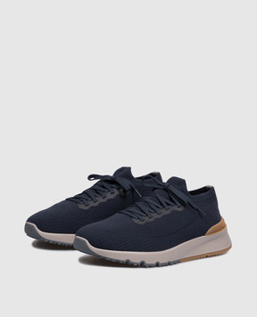 Brunello Cucinelli Navy blue insulated wool sneakers MZUWLBO253