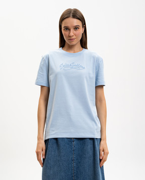 Dolce&Gabbana Blue T-shirt with embroidered logo F8V42ZGDDL1