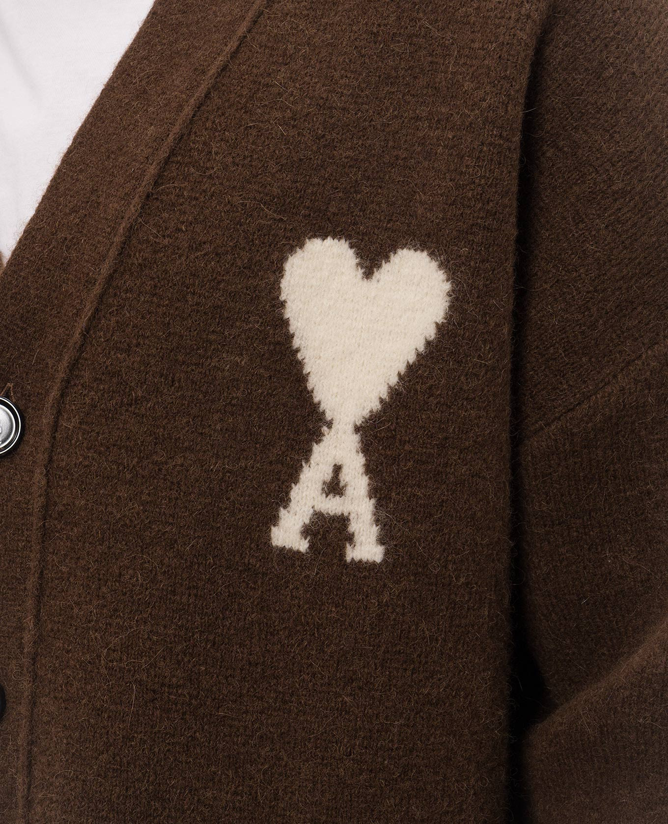 Brown cardigan with Ami de Coeur pattern Ami Paris 5
