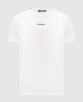 Dolce&Gabbana White T-shirt with logo embroidery G8RN8ZG7P0C