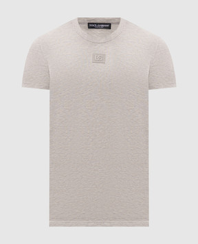 Dolce&Gabbana Grey melange T-shirt with patch G8SY1ZHU7U4