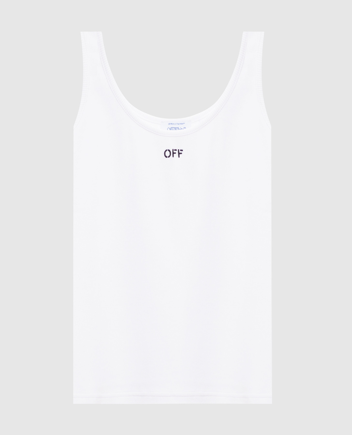 White ribbed T-shirt with embroidered logo