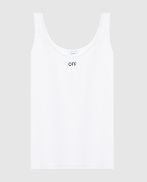 Off-White White ribbed T-shirt with embroidered logo 2FA00672T
