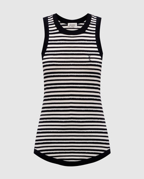 Saint Laurent Cassandre striped embroidered T-shirt 743660Y37KT