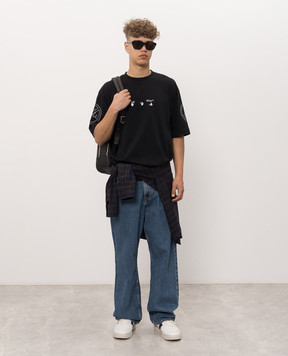 Off-White Black T-shirt with Ne i Ghbourhood print 44MAA120F26J006