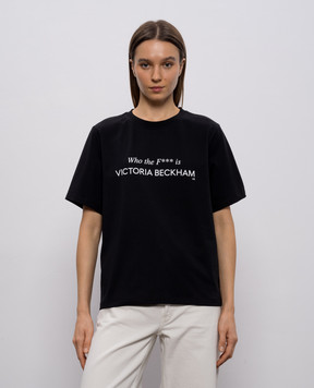 Victoria Beckham Black T-shirt with inscription 1424JTS005949A