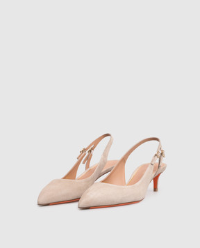Santoni Beige suede slingbacks WDLQ71407HA2NMGD