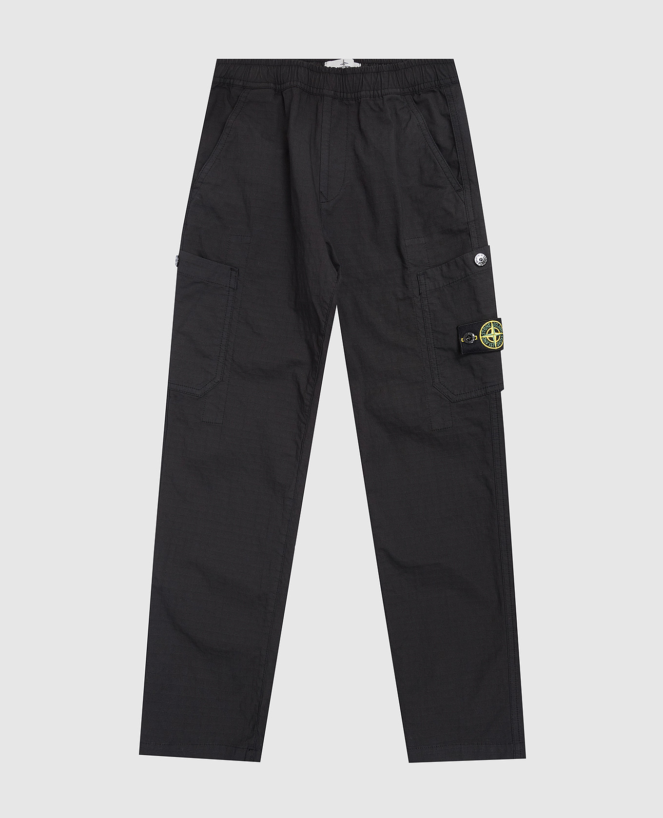 Kids' black cargo pants with logo patch
