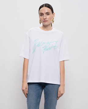 Balmain White T-shirt with logo GF1EG110BD41