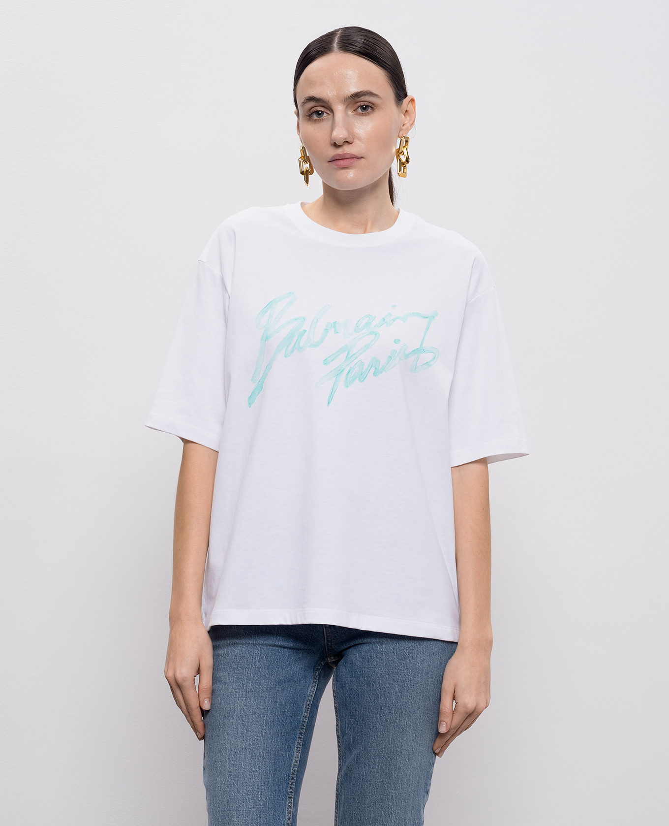 White T-shirt with logo Balmain 3