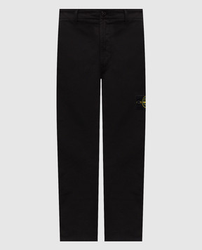 Stone Island Black pants with logo patch L2S153100001S0404