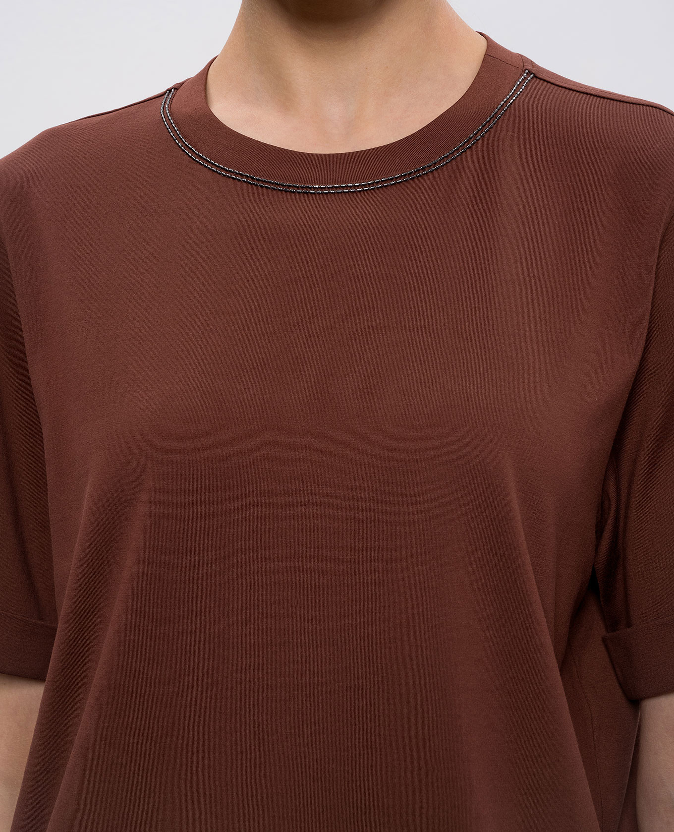 Brown T-shirt with lapels Brunello Cucinelli 5
