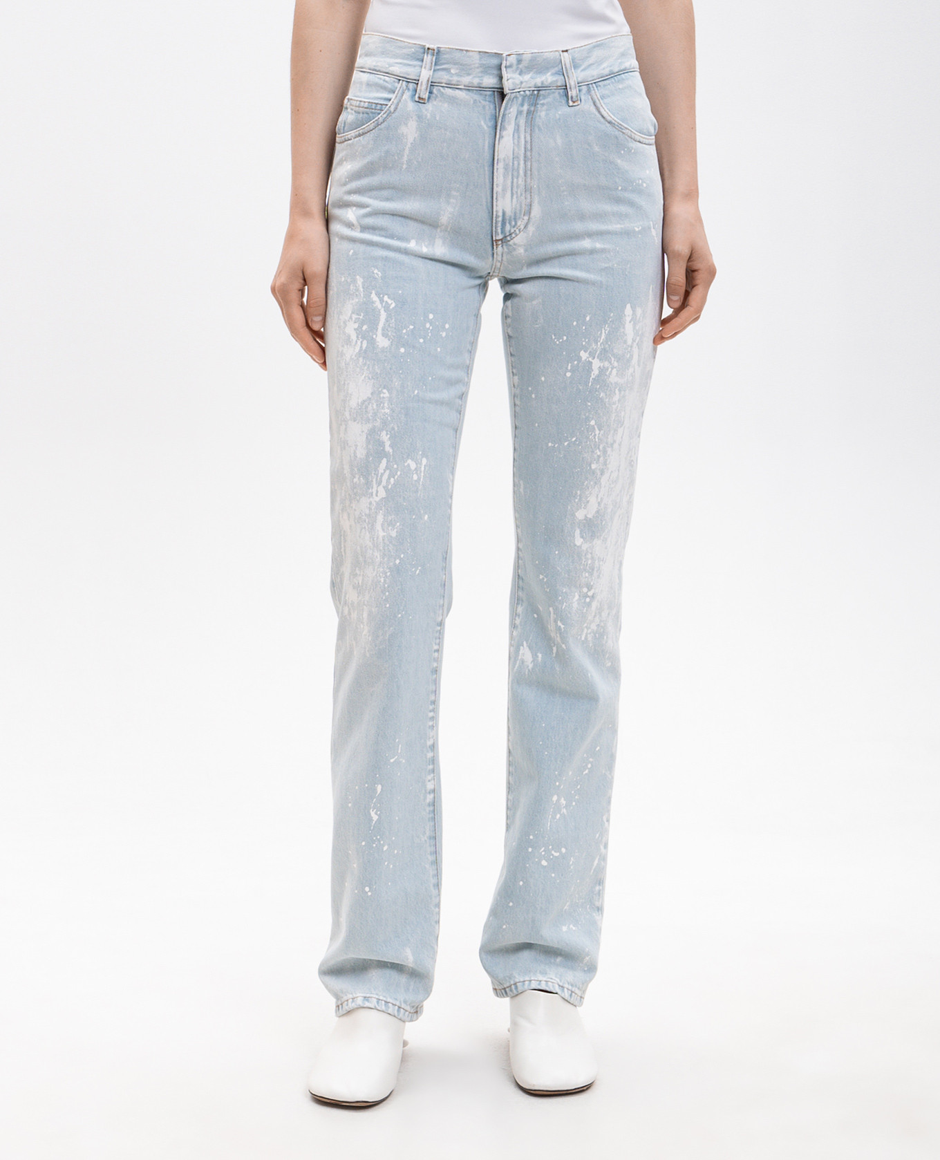 

Blue jeans with a paint splatter print Maison Margiela MM6, Light blue