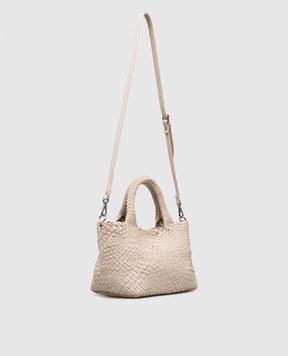 Alma Tonutti Beige leather tote bag with weaving 5329